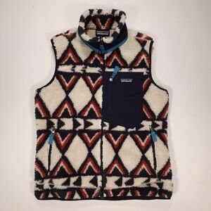 Patagonia Women's Classic Retro-X Vest Size Small  Color Cream Blue Great Cond.